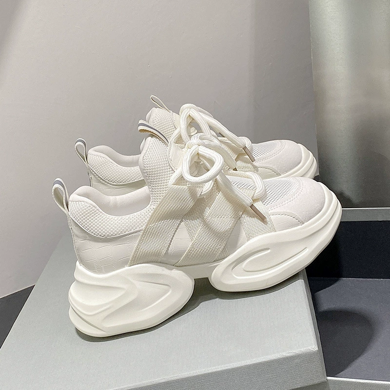 Дышащие off-white платформенные кроссовки, высота 7 см, обувь для отдыха и спорта для подростков, повседневная носка