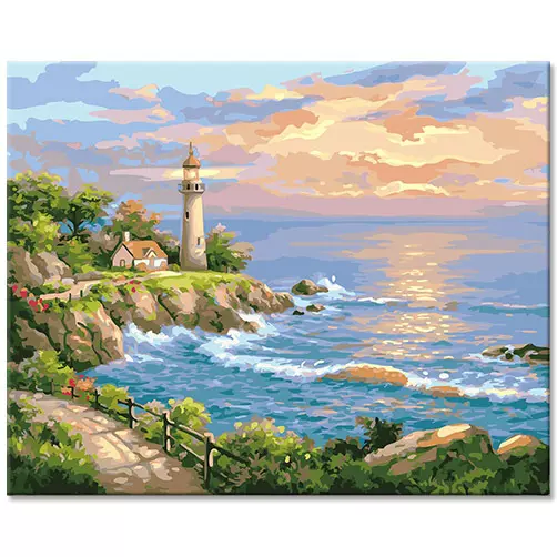 古典diy数字油画 挂画客厅油彩涂色画 风景海边手工装饰画现货