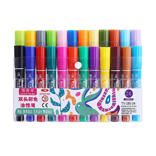 TouchYoung Marker Large Double-headed Oily Marker 40 Colors Children's Art Watercolor Pen Hook Line
