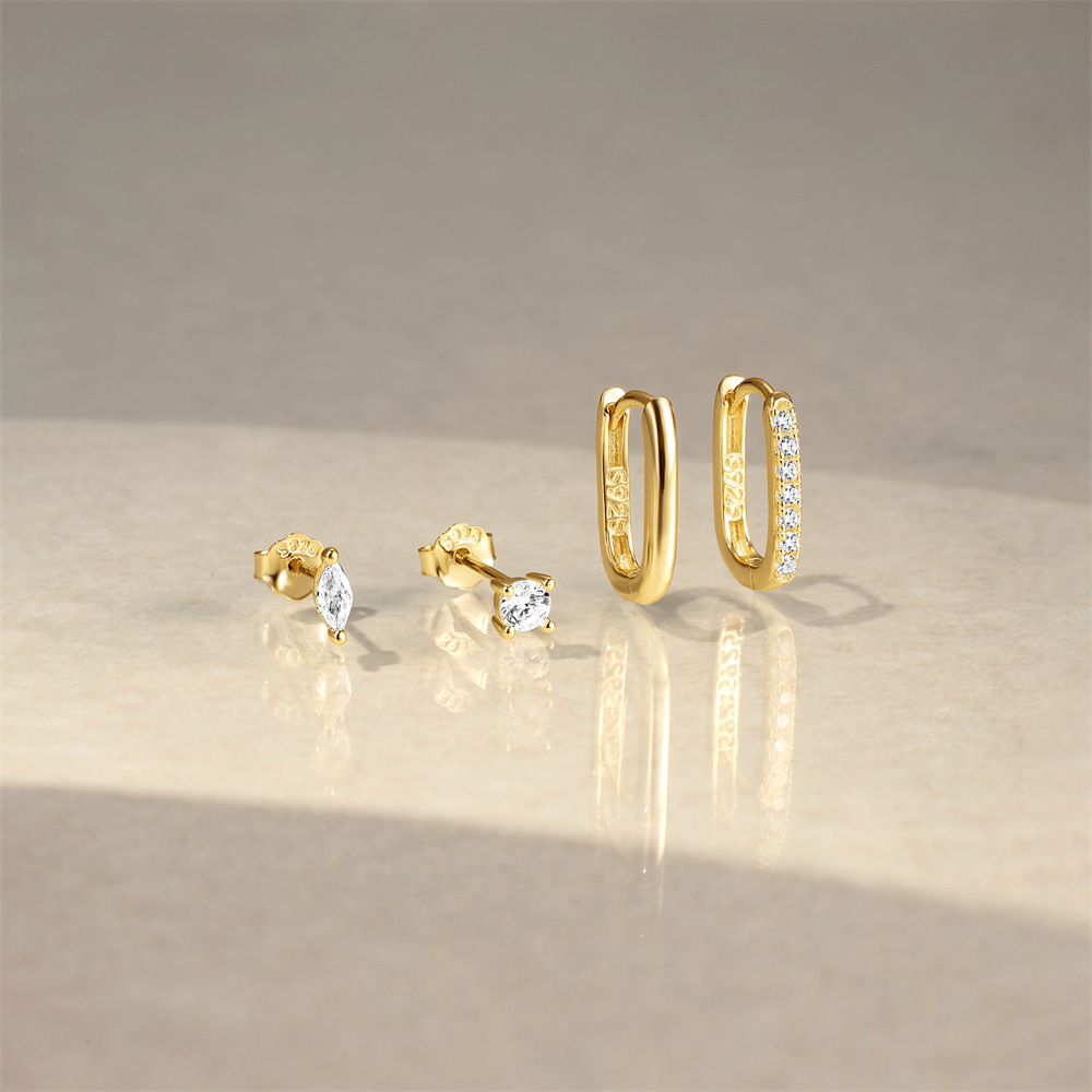 Women's Gender 1 Set 925 Sterling Silver Zircon Geometric Earrings