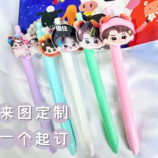 亚克力滴胶卡通笔定制学生按动黑色中性笔文具创意周边小礼品批发