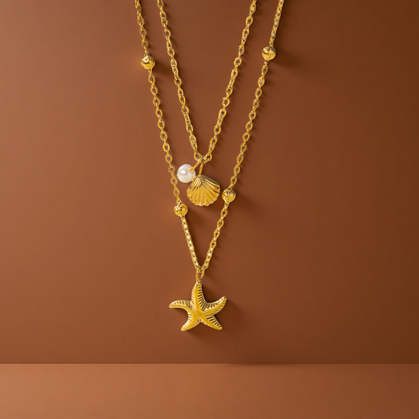 Collier double rang en acier titane, style transfrontalier, pour femme : luxe léger, sensation haut de gamme, couleur inaltérable._voghion.com