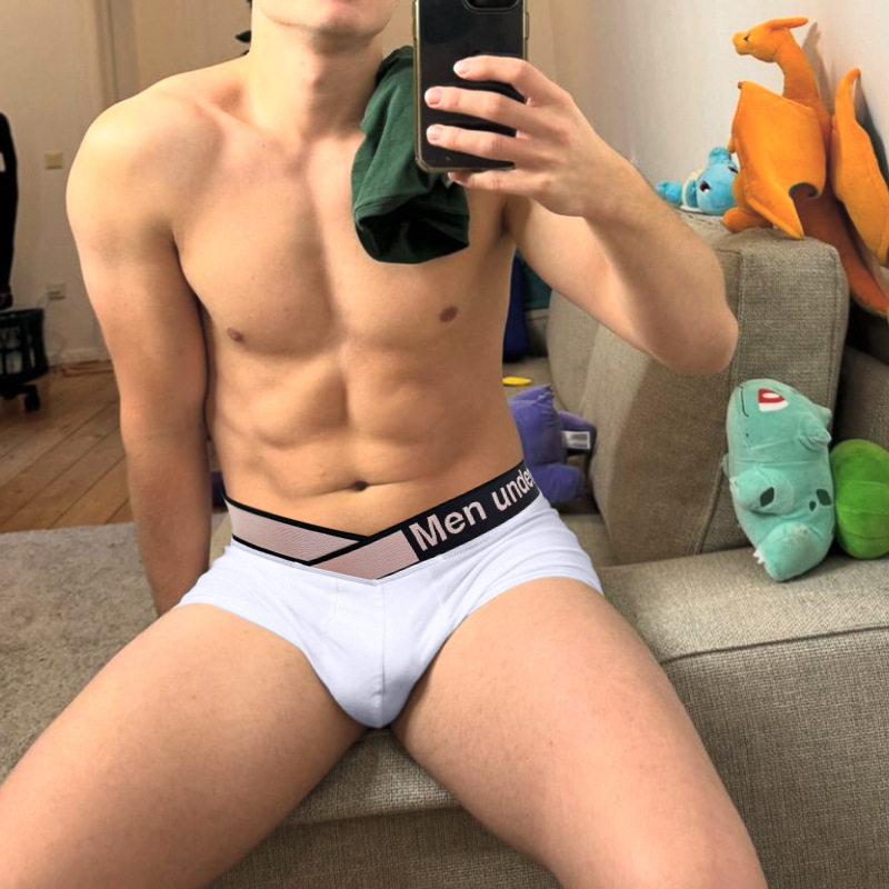temu shein explosive recommend big V belt men's high fork briefs laser gradient boxer MP2377