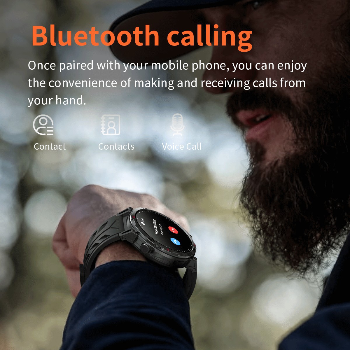 Smartwatch transfrontaliero KC93 con rilevamento della frequenza cardiaca, ossigenazione del sangue, bussola, impermeabile, chiamate Bluetooth e posizionamento GPS._voghion.com
