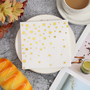 Star Printed Square Paper Bronzing Napkin Birthday Party High-class Restaurant Special Disposable Paper Towel