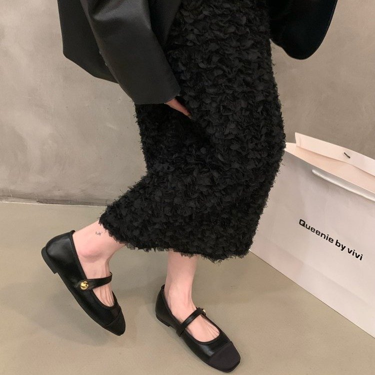 Flat Square Toe French Mary Jane Shoes For Women Spring New Style Little Soft Sole Loafers_vogvips.com