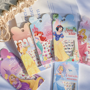 Disney & Tomoni Embossed Nail Art Stickers Kidsren's Snow Elsa Rapunzel Handbook Sticker Set 6 Pieces