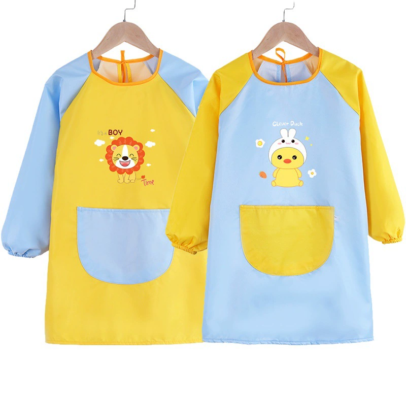 Детский фартук для рисования, детский сад, живопись, художественная роспись с длинным рукавом, водонепроницаемая обратная Одежда для мальчиков и девочек, свободный нагрудник для еды