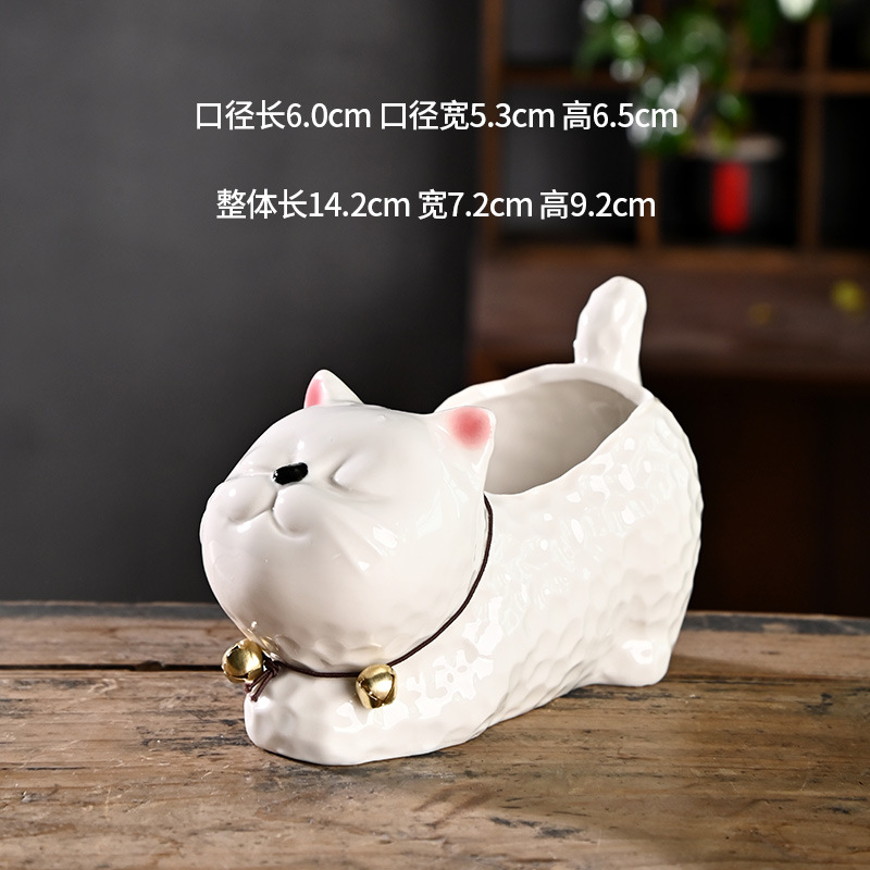 Pequeña caricatura, animal creativo, maceta carnosa, cerámica, arcilla especial para el hogar, maceta de control de raíces de cerámica gruesa, venta al por mayor