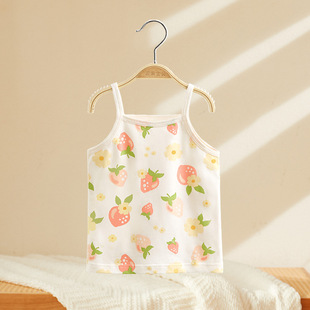 New Summer Girls' Camisole Children's Pure Cotton A-Class Cute Top for Baby Girls, Thin Base Layer Vest