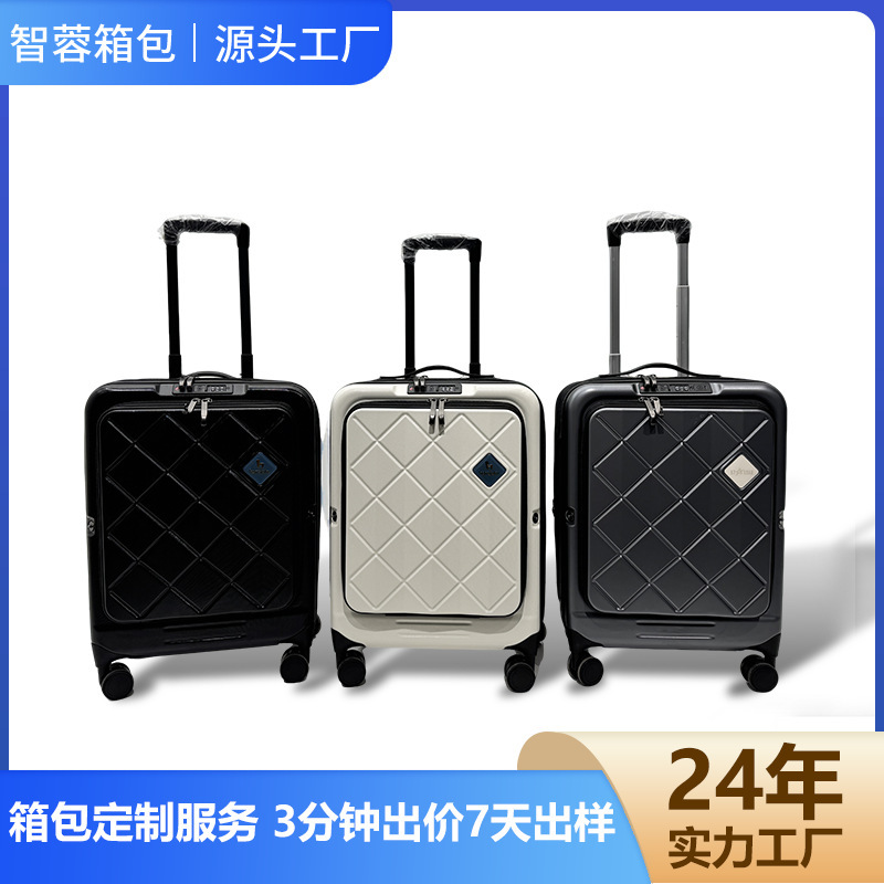 Manufacturer Customized 20inch Suitcase with Foldable Front Opening, Laptop Compartment, Silent Universal Wheels, Pc Trolley, and Combination Lock