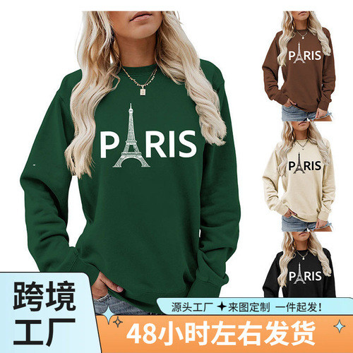 Amazon Independent Store Tower European and American Round Neck Personality Women's Long Sleeve PIRIS Casual Loose eBay Round Neck Sweatshirt