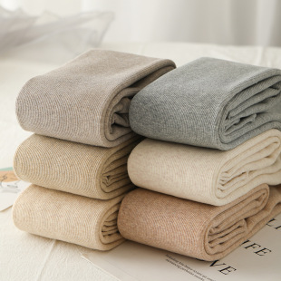 Japanese Style Thickened Striped Grey Leggings Women's Winter fleece-lined Pantyhose Cotton Pants Brown Color Warm Foot Wearing