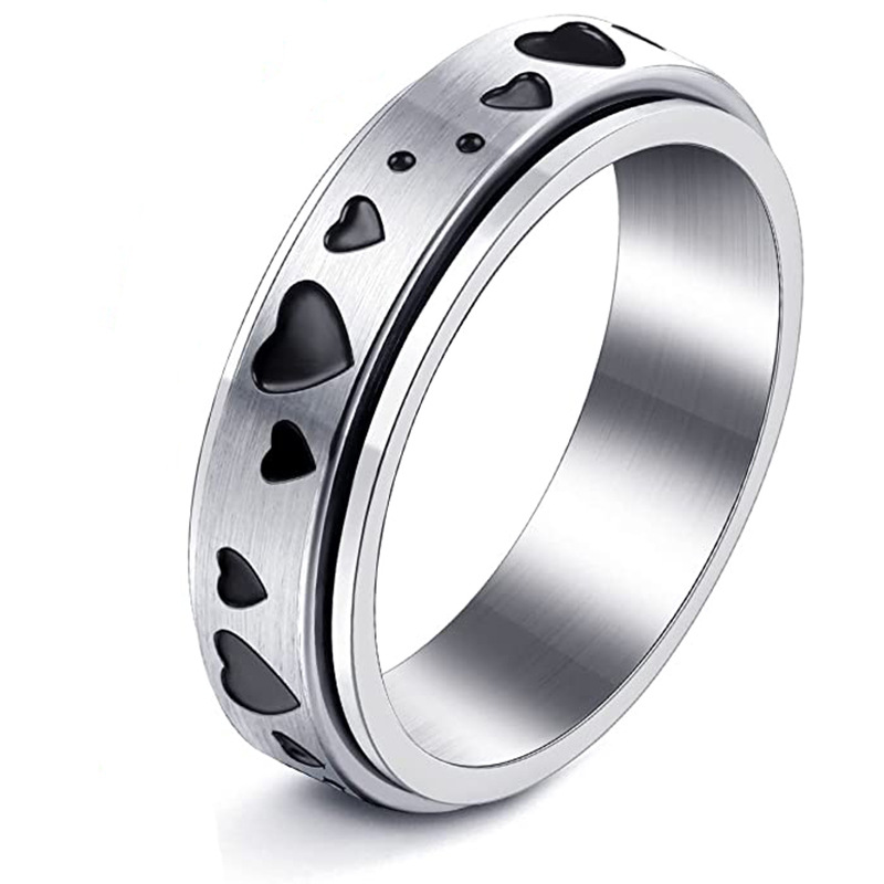 Fashion Heart Shape Titanium Steel Plating Rings 1 Piece