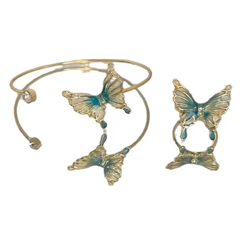 Green-tailed Butterfly Open Ring Chinese Style Jewelry For Women_voghion.com