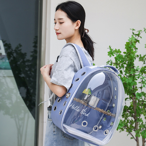 Factory direct supply parrot outing bag pet backpack transparent portable cabin shoulder portable transport box parrot bird backpack