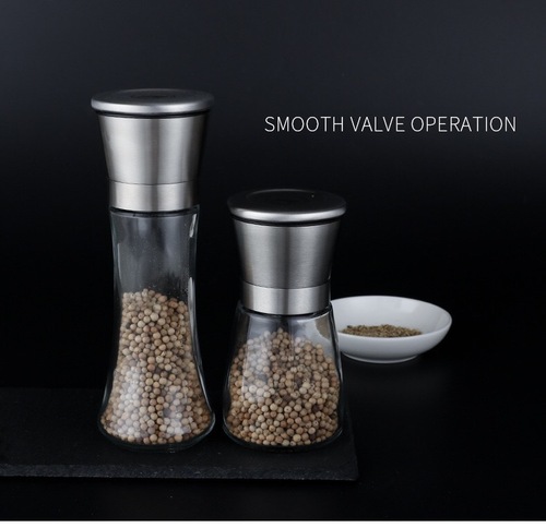 Manual Pepper Grinder, Stainless Steel Sea Salt Spice Grinder, Household Kitchen Utensil Glass Grinder