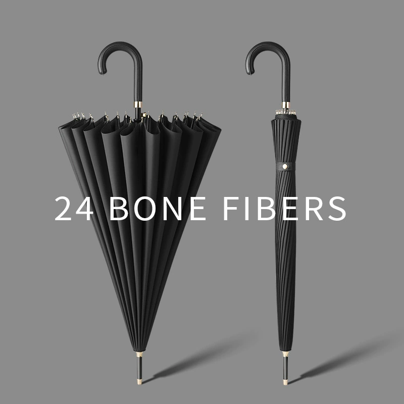 24 Bone straight pole umbrella resistance wind and wind, increase the long -handle umbrella double -man -bending business men and women's anti -strict rainstorm, wholesale
