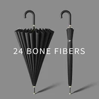 24 Bone straight pole umbrella resistance wind and wind, increase the long -handle umbrella double -man -bending business men and women's anti -strict rainstorm, wholesale