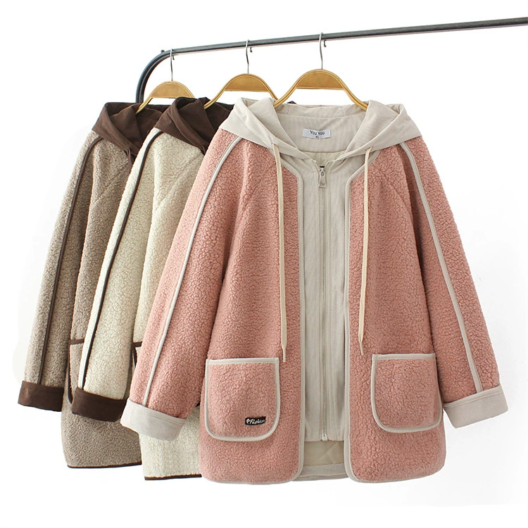 2023 Зимнее Новое повседневное тонкое свободное корейское бархатное пальто с капюшоном больших размеров с хлопковой подкладкой и хлопковой подкладкой 86