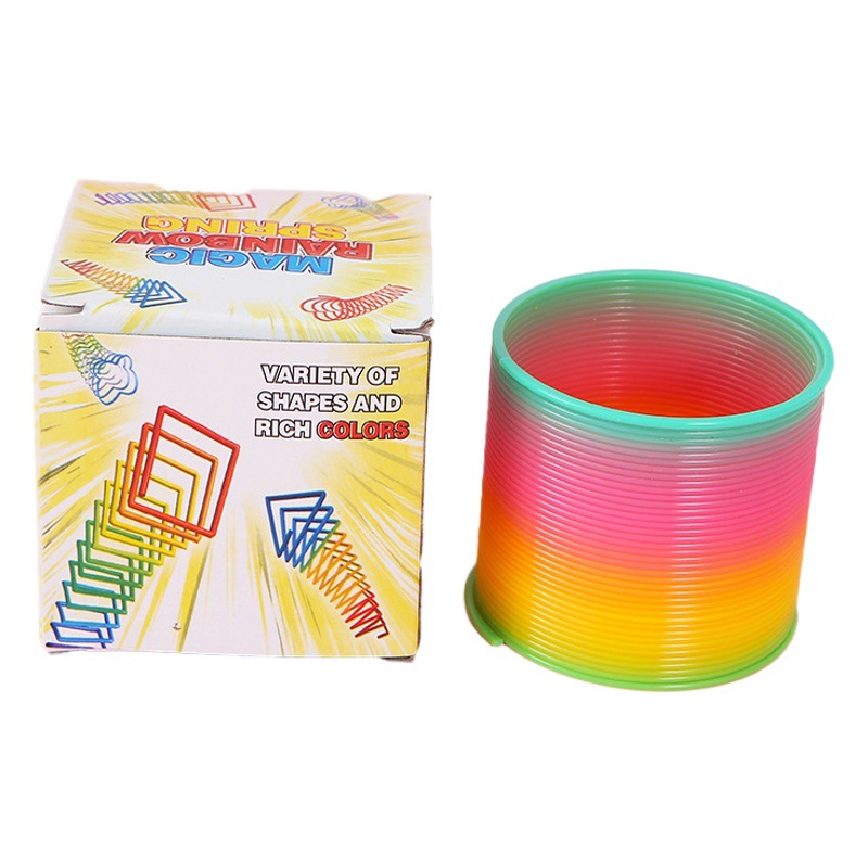 Anillo de arco iris mediano 6,5*6 colorido anillo de resorte de tamaño pequeño para niños anillo de Hula mágico linterna de bebé de plástico