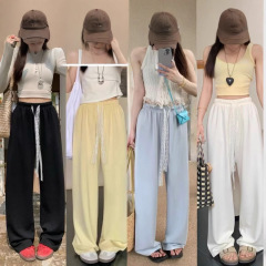 ドーパミンクリームパンツ2025春夏山本風ワイドパンツハイウエストストレートカジュアルロングパンツドーパミンスタイル