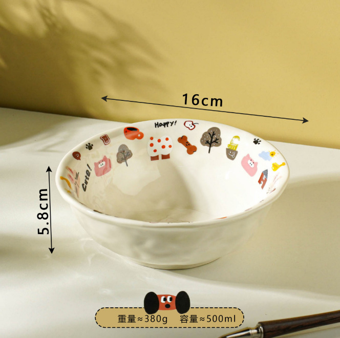 新型insシンプル高颜値月犬シリーズかわいい茶碗皿陶磁器食器アニメ皿|undefined