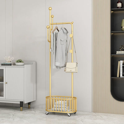 衣帽架带轮可移动卧室落地挂衣架轻奢家用客厅衣服收纳架子|ru