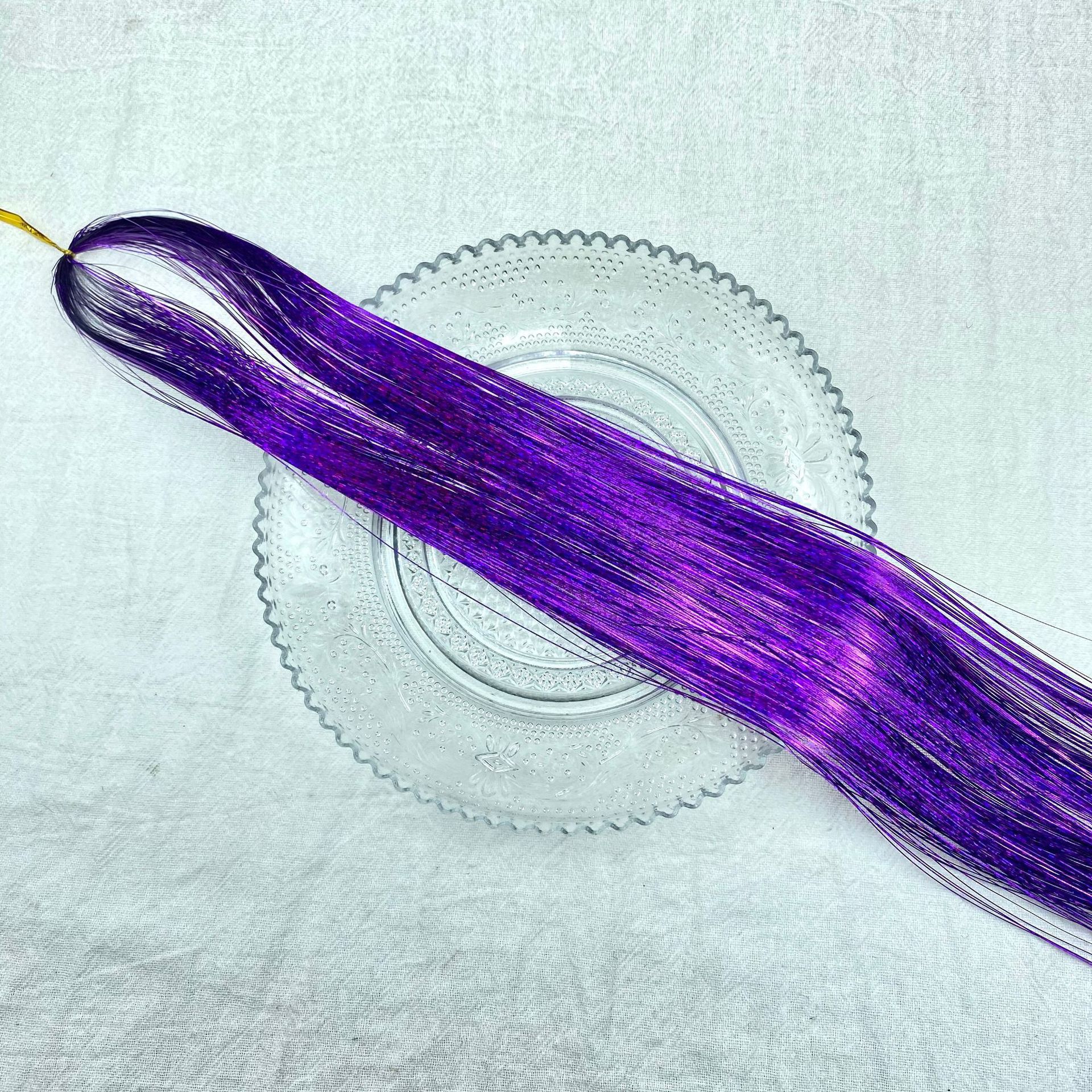 Extensiones transfronterizas de cabello tinselhair láser PET oro cabello conjunto de cabello de cebolla brillante peluca colorido fantasía