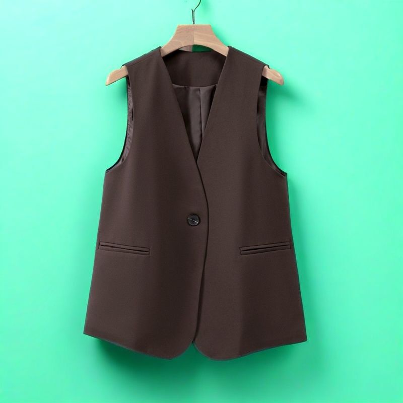 Casual Suit Vest for Women 25 New Spring & Fall Outerwear Large Size Vest Vest V Neck Loose Fashionable Sleeveless Suit