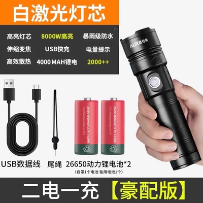 long-range small mini portable – UV fənərlər - white-laser-wick-8000w-two-batteries-and-one-charger-version