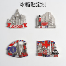 厂家批发跨境货源英国各地旅游纪念品磁力冰箱贴伦敦风金属工艺品