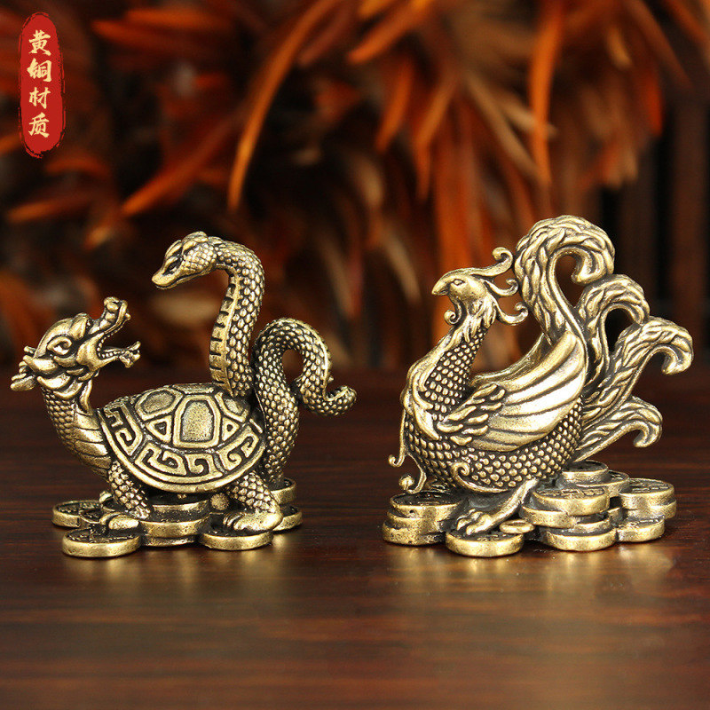New Arrival Four Idiom Ornaments Brass Dragon White Tiger Vermilion Bird Xuanwu Living Room Office Tea Table Craft Decoration