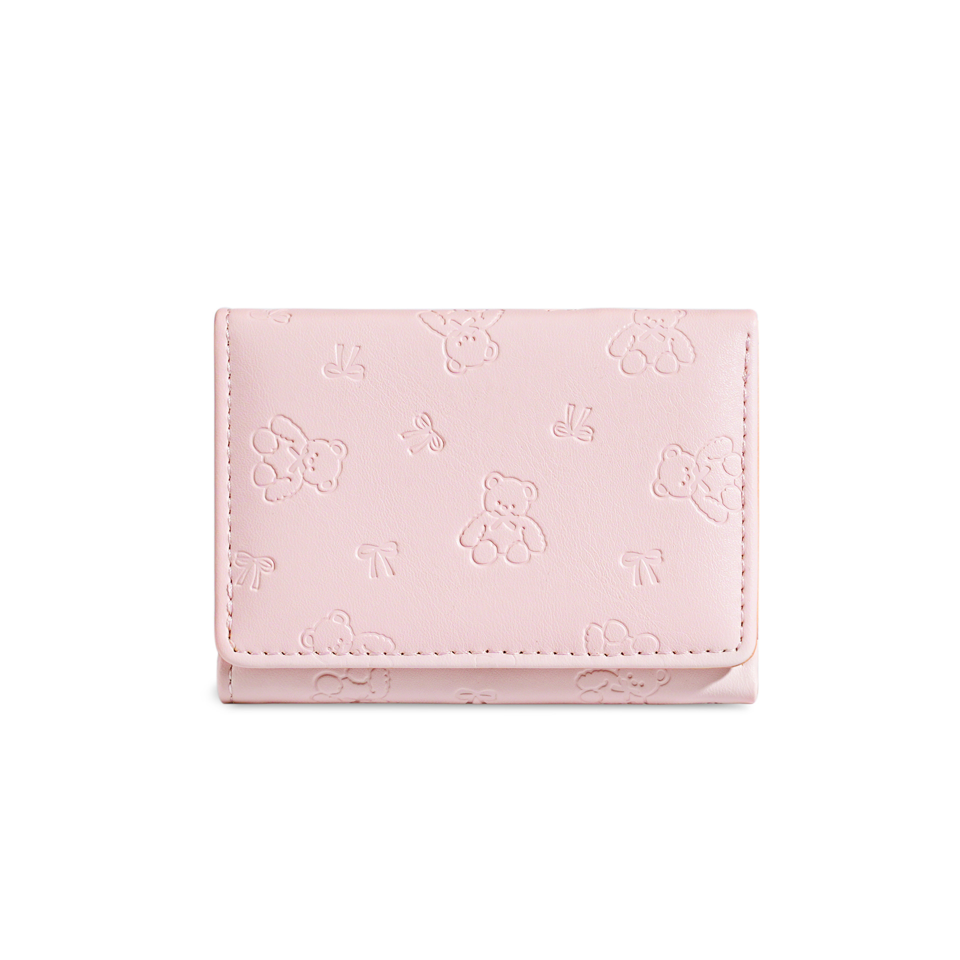 W-3405 : Portefeuille trois volets basique - Rose clair