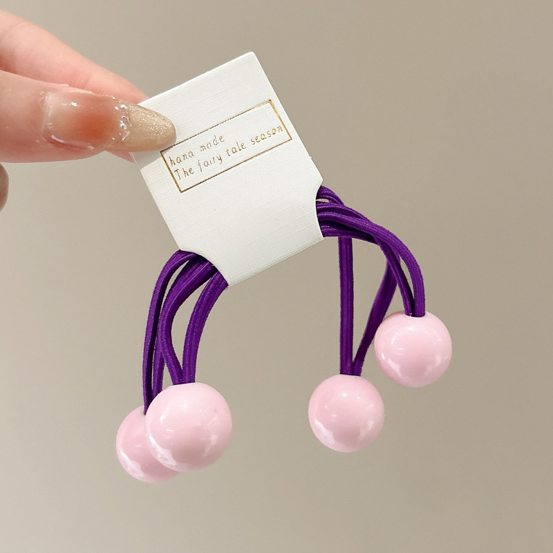 Cuerdas de cabeza de niños color caramelo doble anillo de cabello de cola de caballo larga cuerda de cabello bola de color tocado de cabello de niña