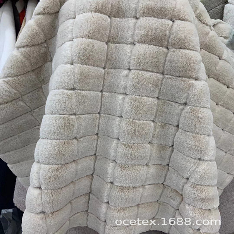 毛绒玩具家纺布料鞋帽围巾面料提花仿大兔毛秋冬大衣时装外套面料