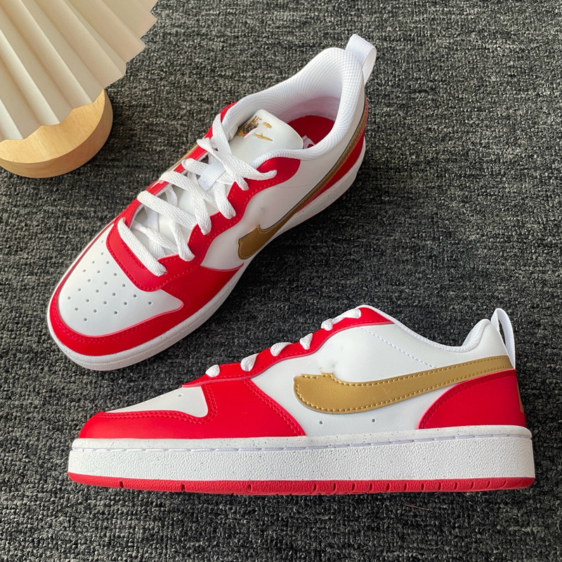 Original Court Borough Little Air Force Sneakers with Fleece Lining, Red Versatile College-Style Casual Thick-Soled White Shoes Original Court Borough Little Air Force Sneakers with Fleece Lining, Red Versatile College-Style Casual Thick-Soled White Shoes