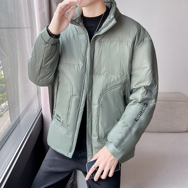 Men's Clothing white duck cotton winter men's cotton jacket men's short thick warm fashion stand collar jacket men_voghion.com