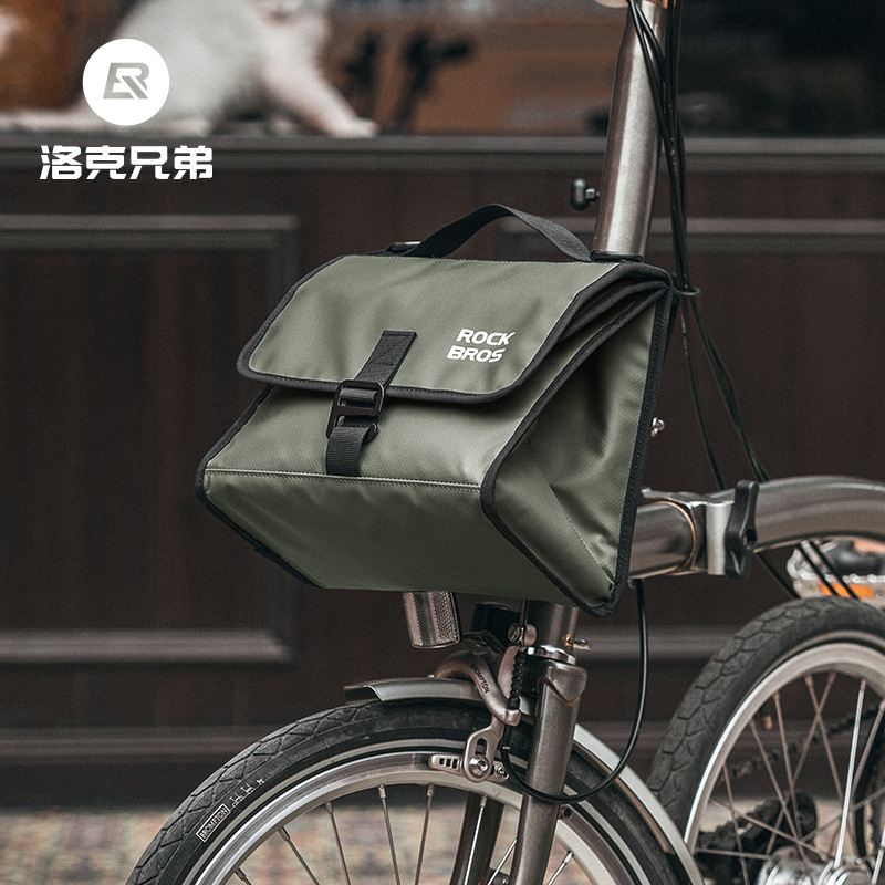 Rock Brothers folding car front bag small cloth car dining bag riding handle storage city fashion commuter bicycle bag