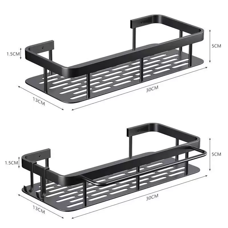 跨境专供铝合金浴室置物架卫生间洗手间洗漱收纳架墙上壁挂免打孔