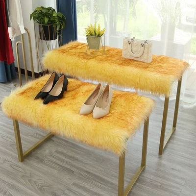 Wool pad — Plush Decorative Blanket Table Counter - customized-yellow-background-gold-tip