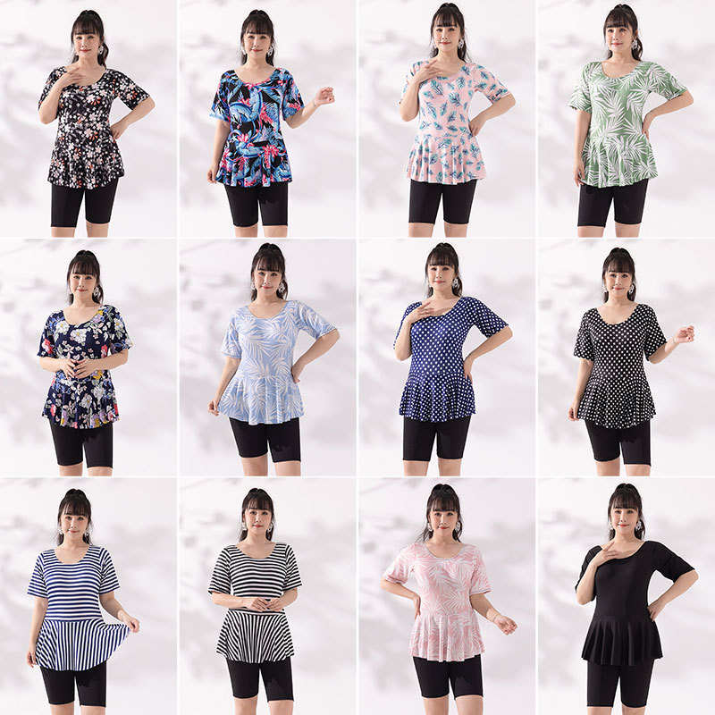 Traje de baño de una pieza para damas de mediana edad, tamaño extra grande, traje de baño de primavera caliente de adelgazamiento conservador de niña gordita