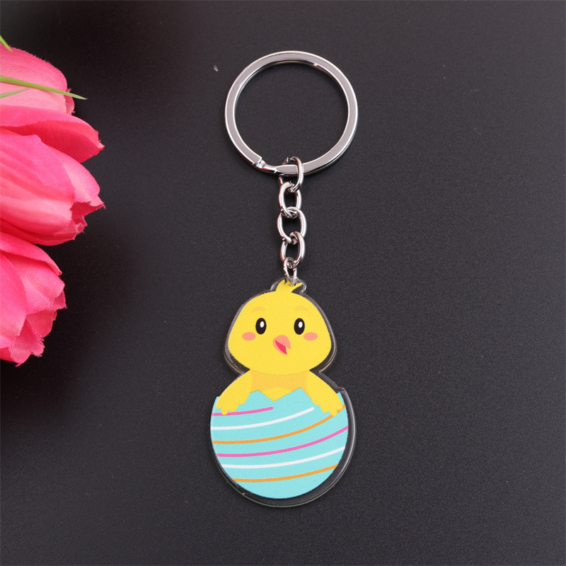 Simple Style Rabbit Animal Stainless Steel Arylic Printing Easter Keychain display picture 5