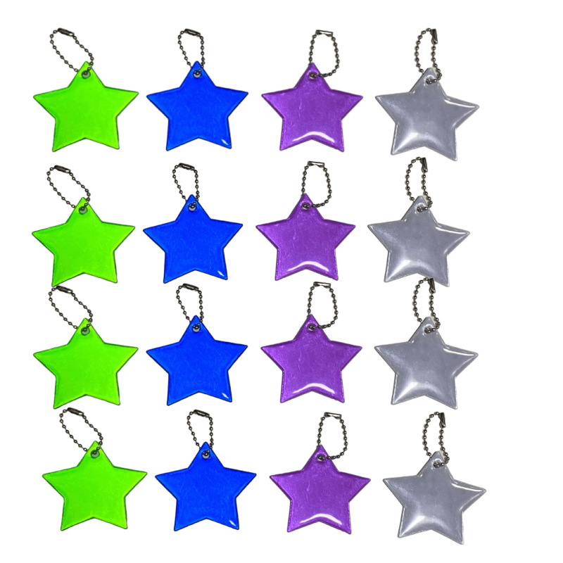 Five-Pointed Star Keychain High-Gloss Pendant Reflective Pvc Key Chain Patriotic Luminous Pendant Cycling Key Ring Five-Pointed Star Keychain High-Gloss Pendant Reflective Pvc Key Chain Patriotic Luminous Pendant Cycling Key Ring