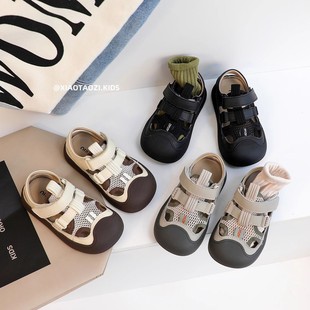Boys' Toe Sandals 2024 Summer New Children's Beach Shoes Soft Sole Korean Style Breathable Girls' Sports Sandals Net