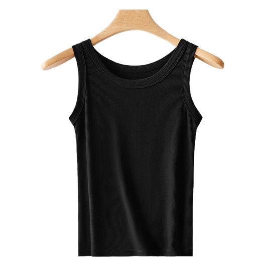 TikTok Popular Women's Threaded Vest Women's Sports Slim-fit Inner Wearing Outer Wearing Slim-fit Spring and Summer New Slim-fit Base Shirt