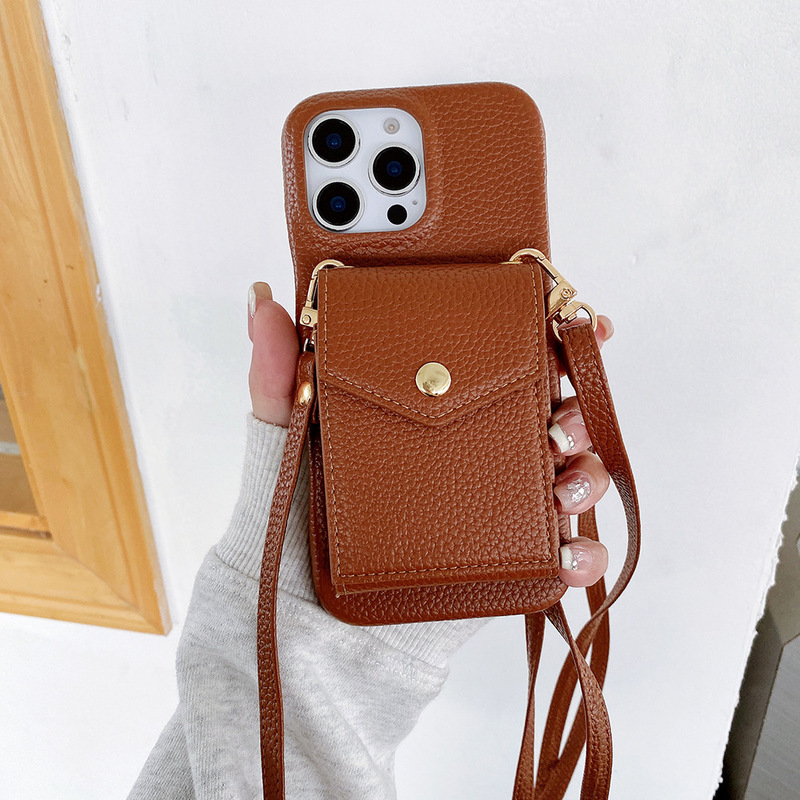 Suitable for Samsung A15 Crossbody Mobile Phone Case Samsung A16 Bracket Storage A12 Card Holder Anti-Fall Leather Case A13