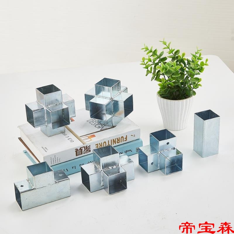 Square tube Connect Free soldering currency fixed parts 90 right angle tee Iron tube guardrail Square tube Connector