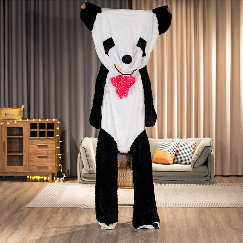 Gran cáscara de cuero Panda blanco y negro semiacabado muñeca de juguete de peluche Panda muñeca semiacabado concha de cuero muñeca de tela