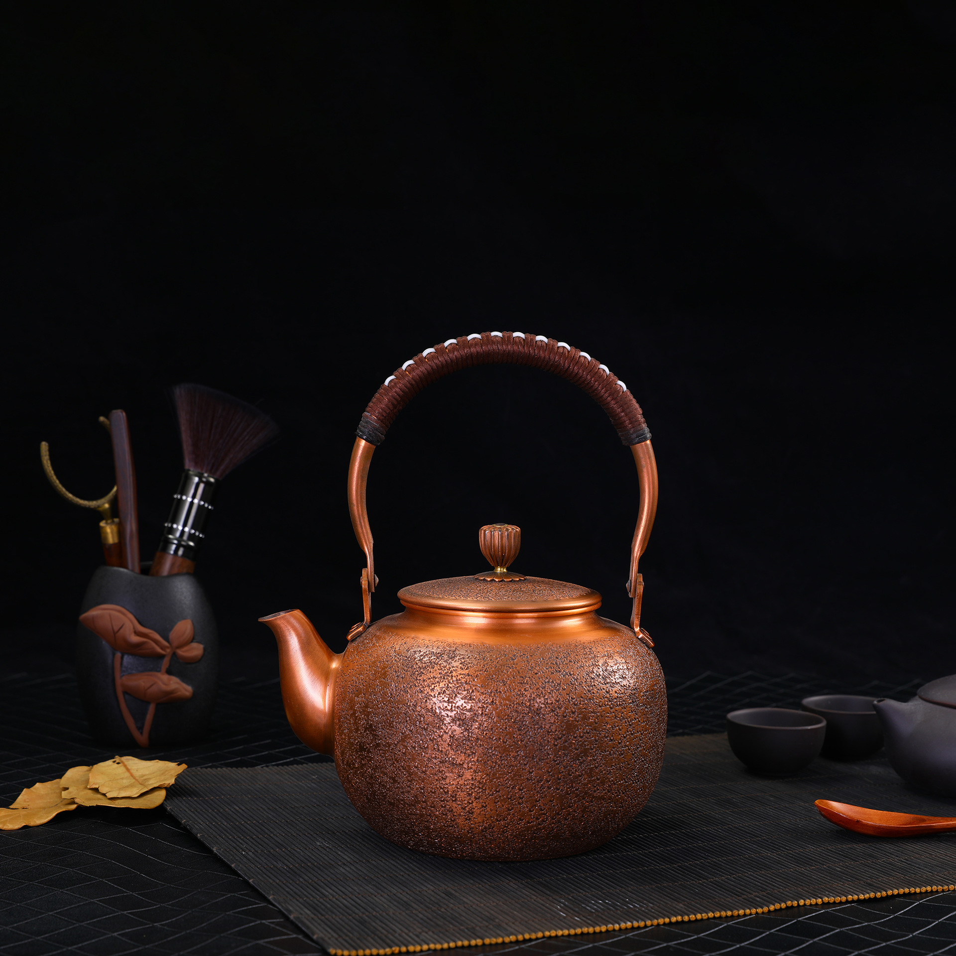 中式大容量办公室待客煮茶壶家用紫铜烧水壶过节礼品泡茶铜壶现货